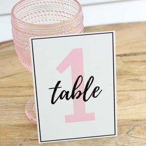 Wedding Table Numbers | Blush & Black Digital Table Number Set (1-20)
